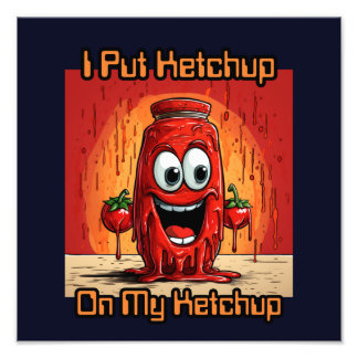 I Put Ketchup On My Ketchup, funny, cartoon Photo Print