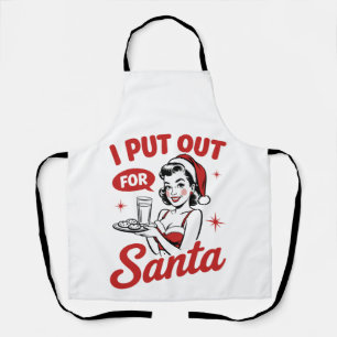 I Put Out For Santa Christmas Cookies Milk Retro Apron