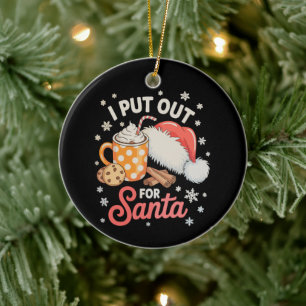I Put Out For Santa Cookies Hot Cocoa Christmas Ceramic Tree Decoration