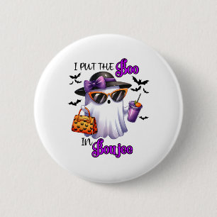 I Put The Boo In Boujee Cute Ghost Halloween Spook 6 Cm Round Badge