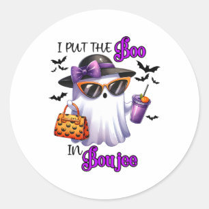 I Put The Boo In Boujee Cute Ghost Halloween Spook Classic Round Sticker