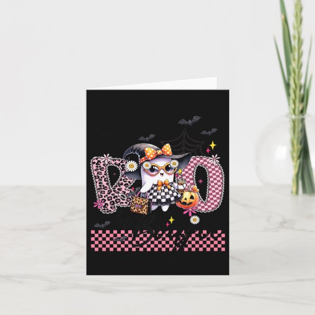 I Put The Boo In Boujee Cute Ghost Leopard Boujie  Card (Front)