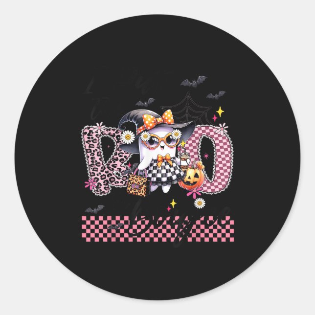 I Put The Boo In Boujee Cute Ghost Leopard Boujie  Classic Round Sticker (Front)