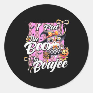 I Put The Boo In Boujee Cute Ghost Leopard Hallowe Classic Round Sticker