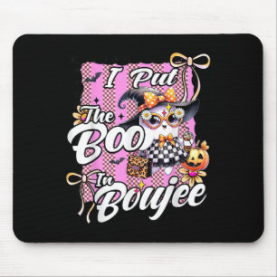 I Put The Boo In Boujee Cute Ghost Leopard Hallowe Mouse Mat