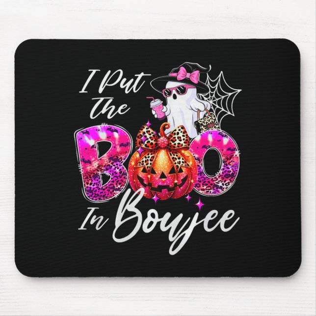 I Put The Boo In Boujee Cute Leopard Boujie Ghost  Mouse Mat (Front)