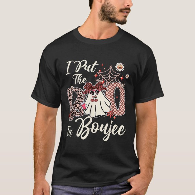 I Put The Boo In Boujee Cute Leopard Retro Ghost H T-Shirt (Front)