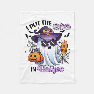 I Put The Boo In Boujee Funny Halloween Outfit Cos Fleece Blanket