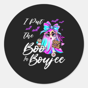 I Put The Boo In Boujee Funny Leopard Boujie Ghost Classic Round Sticker