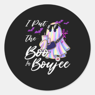 I Put The Boo In Boujee Funny Leopard Boujie Ghost Classic Round Sticker