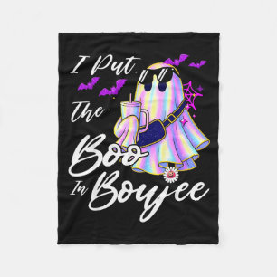 I Put The Boo In Boujee Funny Leopard Boujie Ghost Fleece Blanket