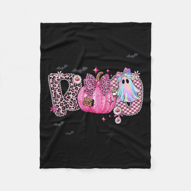 I Put The Boo In Boujee Funny Leopard Boujie Ghost Fleece Blanket (Front)