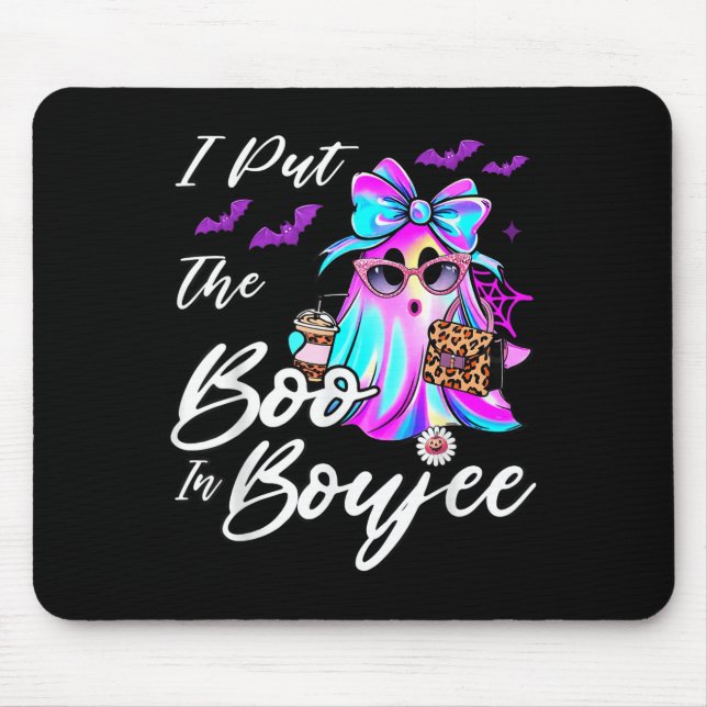 I Put The Boo In Boujee Funny Leopard Boujie Ghost Mouse Mat (Front)