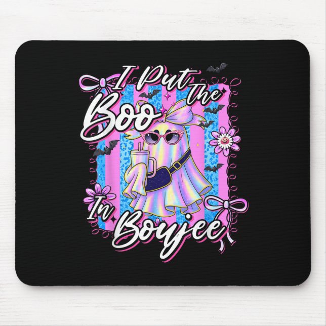 I Put The Boo In Boujee Funny Leopard Boujie Ghost Mouse Mat (Front)