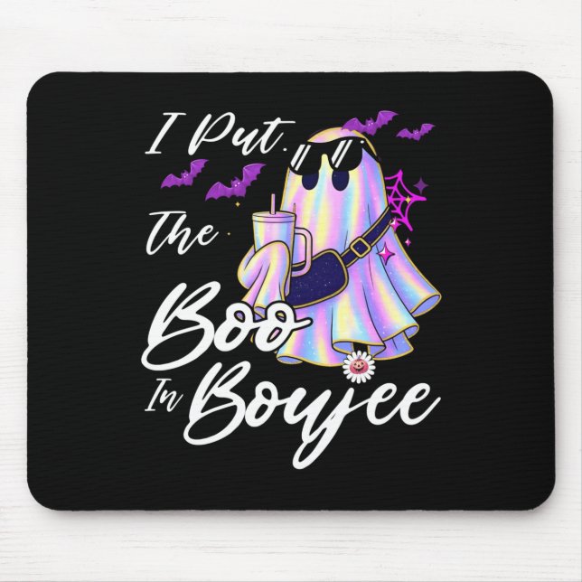 I Put The Boo In Boujee Funny Leopard Boujie Ghost Mouse Mat (Front)