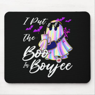 I Put The Boo In Boujee Funny Leopard Boujie Ghost Mouse Mat