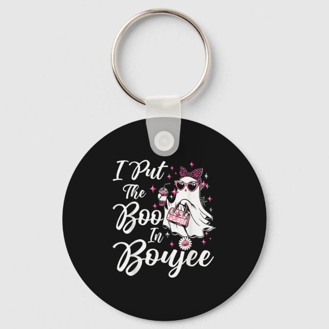 I Put The Boo In Boujee Ghost Funny Nk Leopard Hal Key Ring (Front)