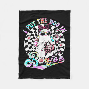 I Put The Boo In Boujee Ghost Retro Zebra Leopard  Fleece Blanket