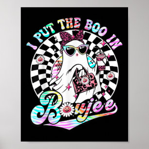 I Put The Boo In Boujee Ghost Retro Zebra Leopard  Poster