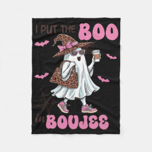I Put The Boo In Boujee Halloween Cute Lady Ghost Fleece Blanket