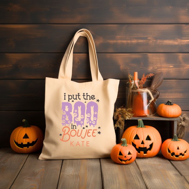 I put the boo in boujee Retro Groovy Halloween Tote Bag (Creator Uploaded)