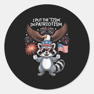 I Put The Tism In Patriotism Athletic Eagle  Classic Round Sticker