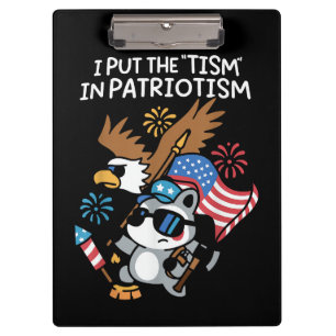 I Put The Tism in Patriotism Athletic Eagle Clipboard