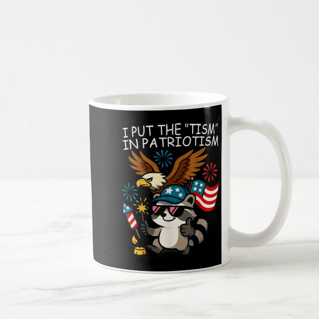 I Put The Tism In Patriotism Athletic Eagle  Coffee Mug (Right)