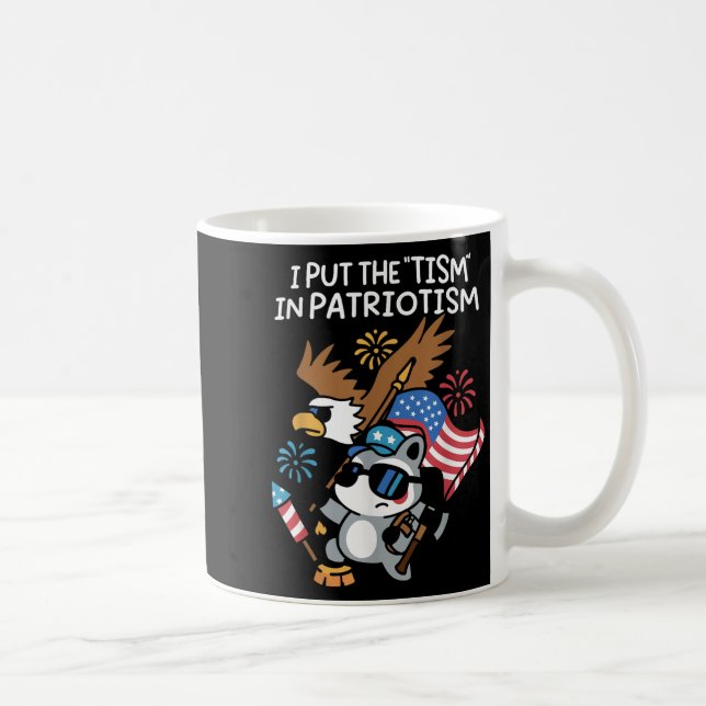 I Put The Tism In Patriotism Athletic Eagle  Coffee Mug (Right)