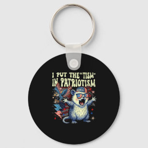 I Put The Tism In Patriotism Athletic Eagle Funny Key Ring