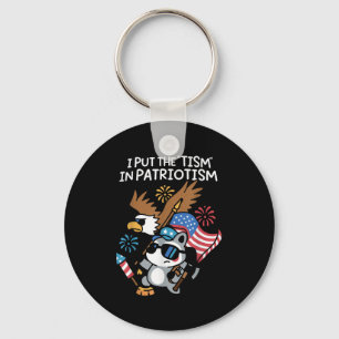 I Put The Tism In Patriotism Athletic Eagle Key Ring