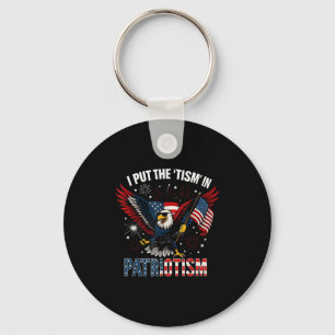 I Put The Tism In Patriotism Athletic Eagle Key Ring