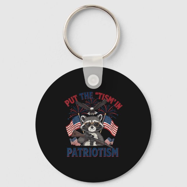 I Put The Tism In Patriotism Athletic Eagle  Key Ring (Front)