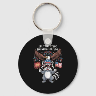 I Put The Tism In Patriotism Athletic Eagle Key Ring