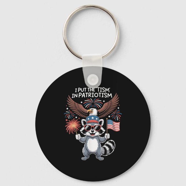 I Put The Tism In Patriotism Athletic Eagle  Key Ring (Front)