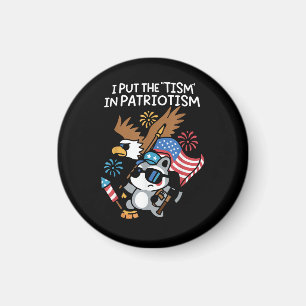 I Put The Tism in Patriotism Athletic Eagle Magnet