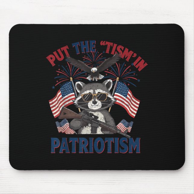 I Put The Tism In Patriotism Athletic Eagle  Mouse Mat (Front)
