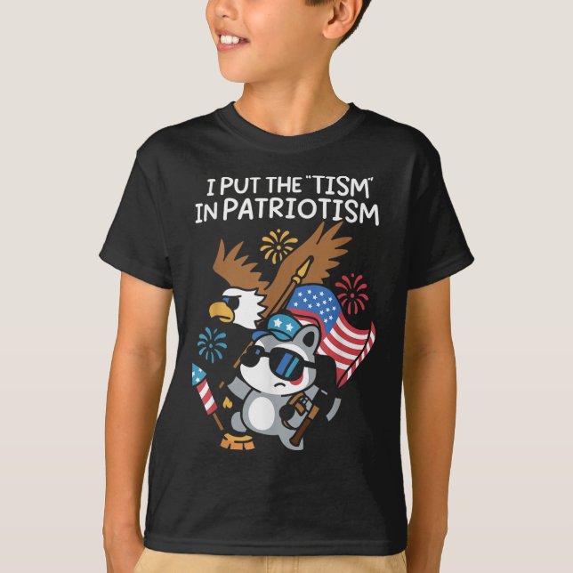 I Put The Tism In Patriotism Athletic Eagle  T-Shirt (Front)