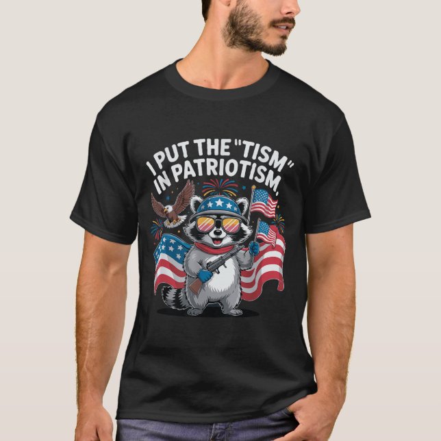 I Put The Tism In Patriotism Athletic Eagle T-Shirt (Front)