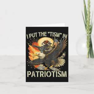 I Put The “tism” In Patriotism Retro Eagle Raccoon Card