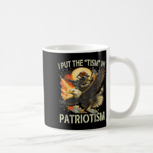 I Put The “tism” In Patriotism Retro Eagle Raccoon Coffee Mug