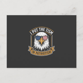 I Put The Tism In Patriotism Shirt Funny Bald Postcard