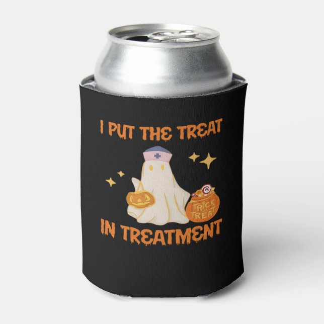 I Put Treat In Treatment Retro Funny Nurse Doctor  Can Cooler (Can Front)