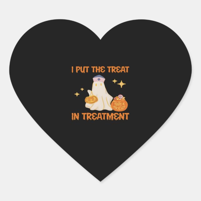 I Put Treat In Treatment Retro Funny Nurse Doctor  Heart Sticker (Front)