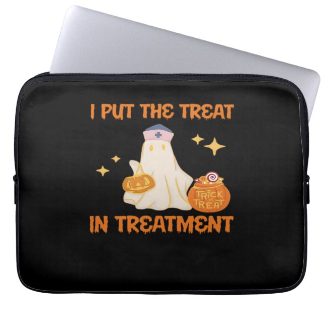 I Put Treat In Treatment Retro Funny Nurse Doctor  Laptop Sleeve (Front)