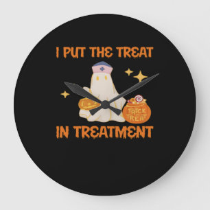 I Put Treat In Treatment Retro Funny Nurse Doctor  Large Clock