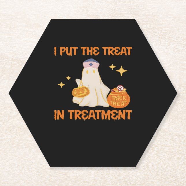 I Put Treat In Treatment Retro Funny Nurse Doctor  Paper Coaster (Front)