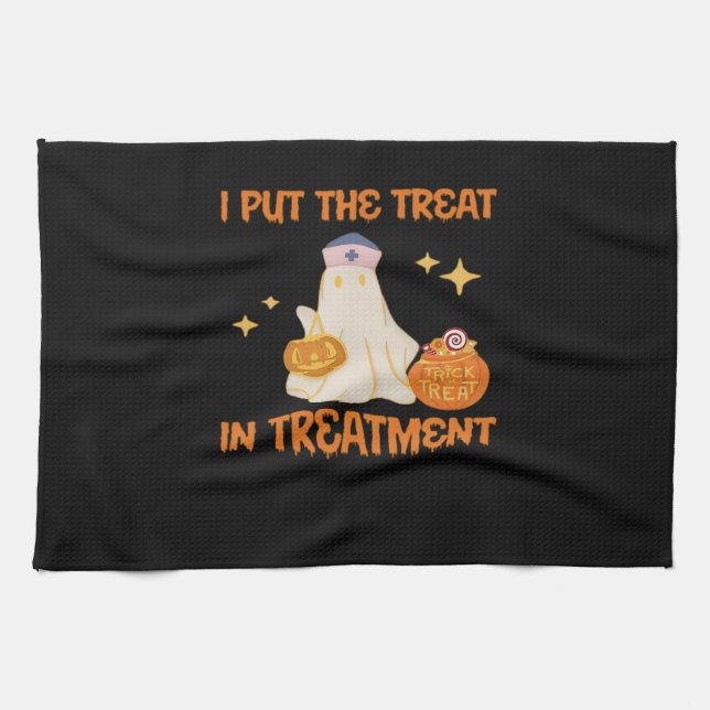 I Put Treat In Treatment Retro Funny Nurse Doctor  Tea Towel (Horizontal)