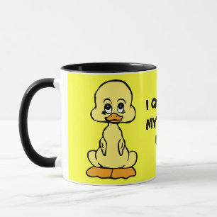 I QUACK MYSELF UP! yellow duck ringer ceramic mug