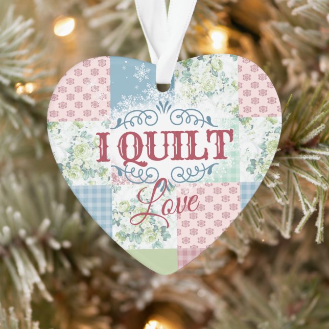 I quilt love patchwork quilter sewing christmas ornament (Tree)